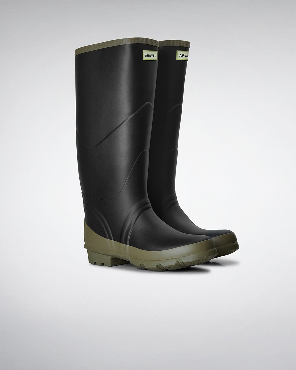 Hunter Argyll Bullseye Full Knee Tall Rain Boots - Outlet Store Womens Black - XJUMYG502